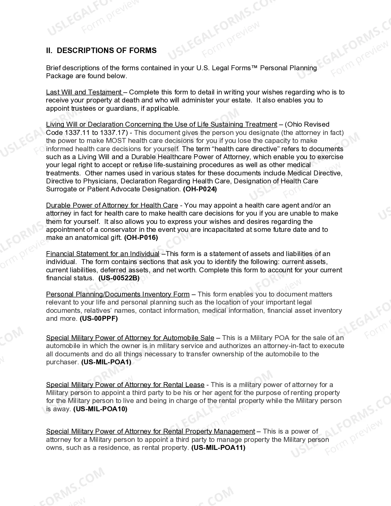 Preview Ohio Essential Legal Life Documents for Military Personnel