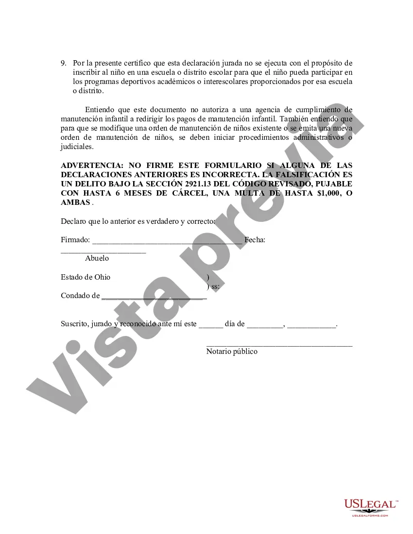 Preview Declaración Jurada de Autorización de Cuidador - Estatutaria