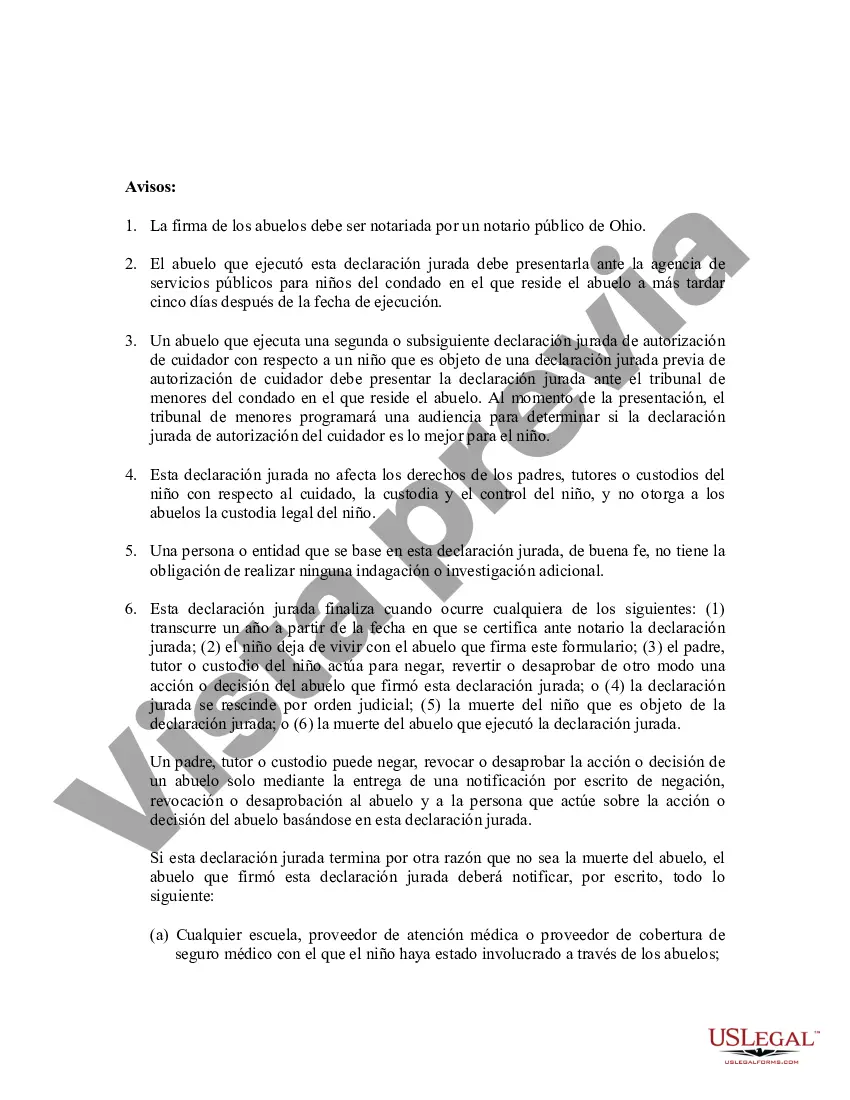 Preview Declaración Jurada de Autorización de Cuidador - Estatutaria
