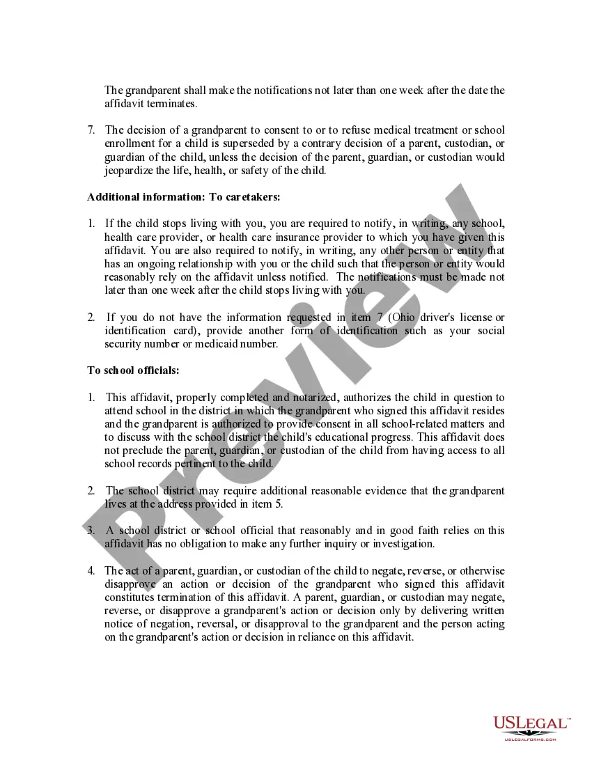 Preview Caretaker Authorization Affidavit - Statutory