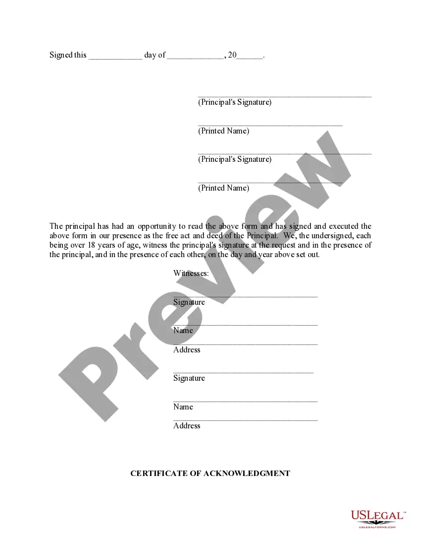 Preview Power of Attorney Care and Custody of Child or Children - General