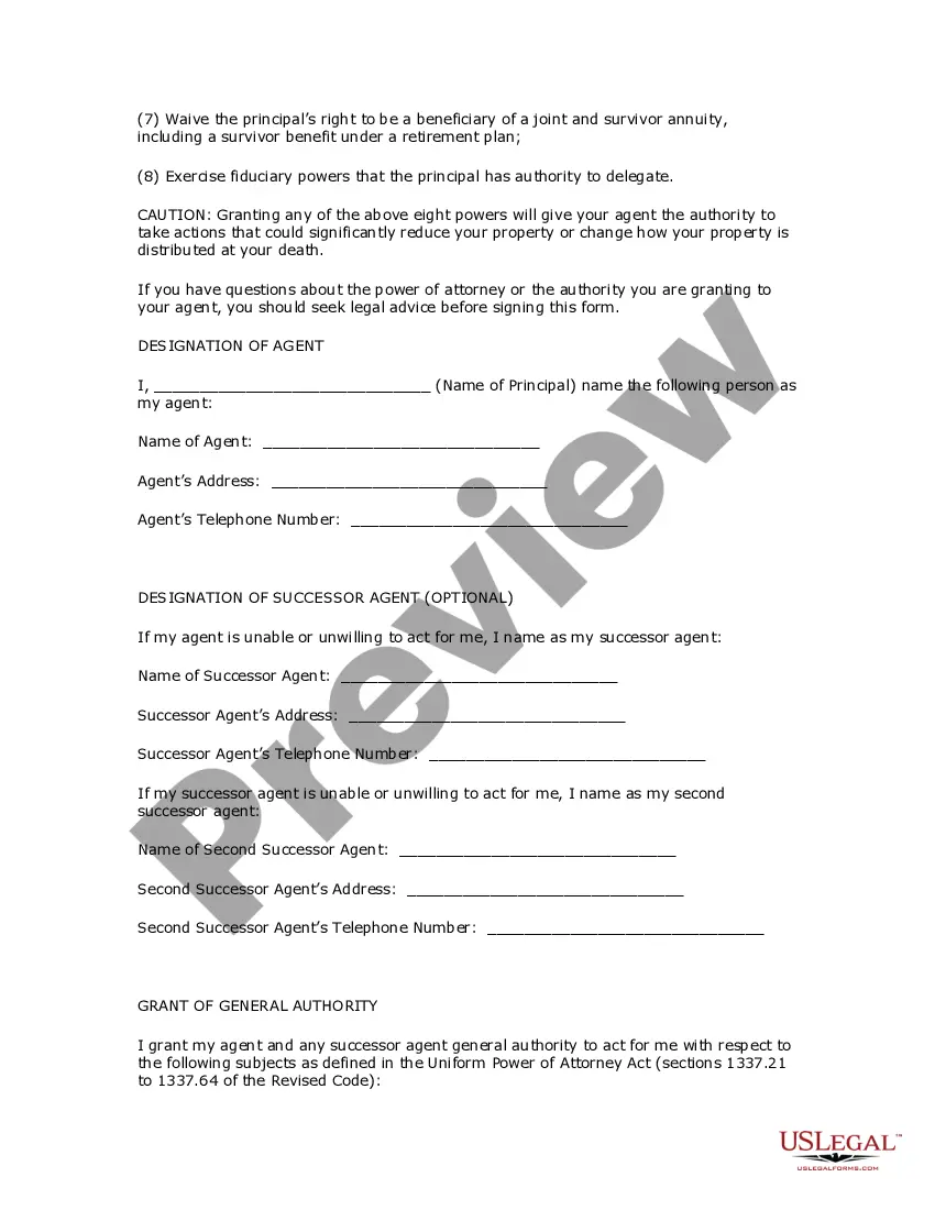 Preview Statutory Power of Attorney Form