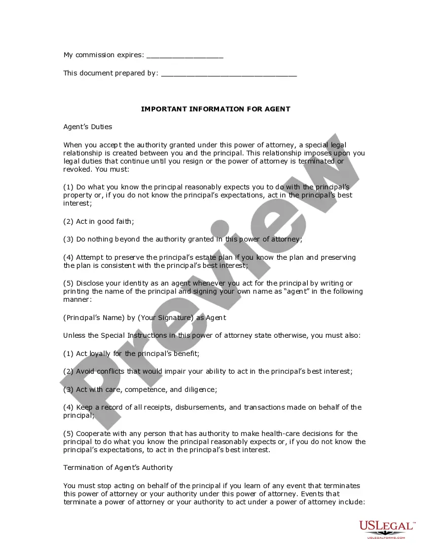 Preview Statutory Power of Attorney Form