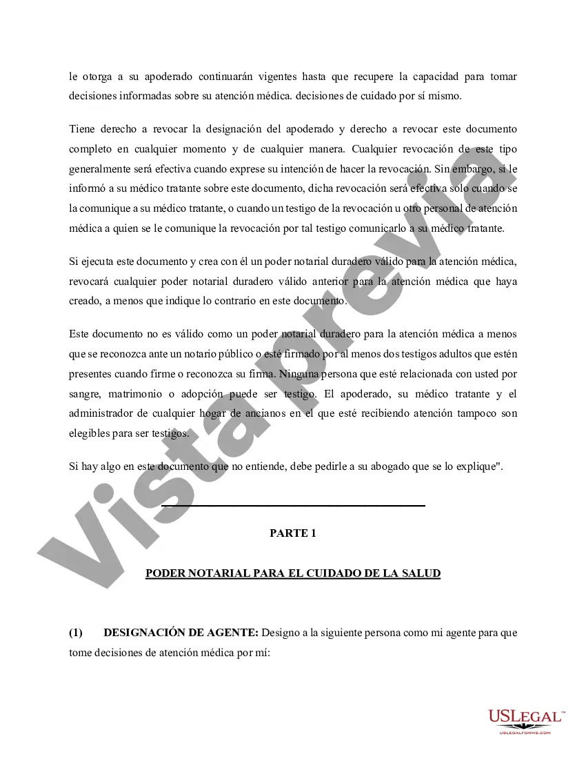 Preview Poder notarial duradero para el cuidado de la salud