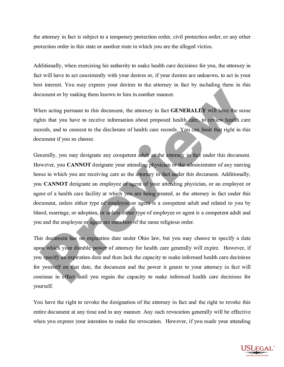 page 4 Durable Power of Attorney for Health Care preview