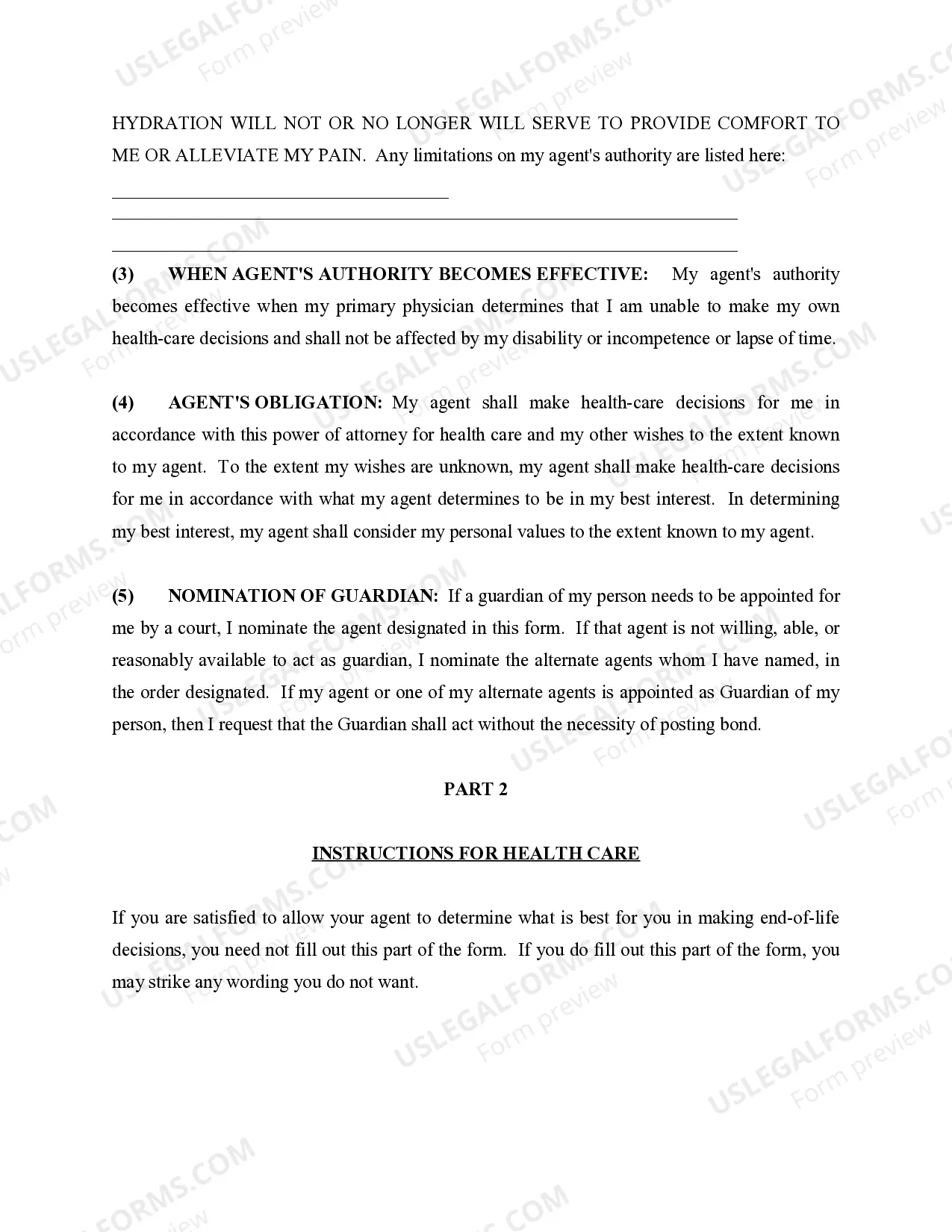 Preview Durable Power of Attorney for Health Care