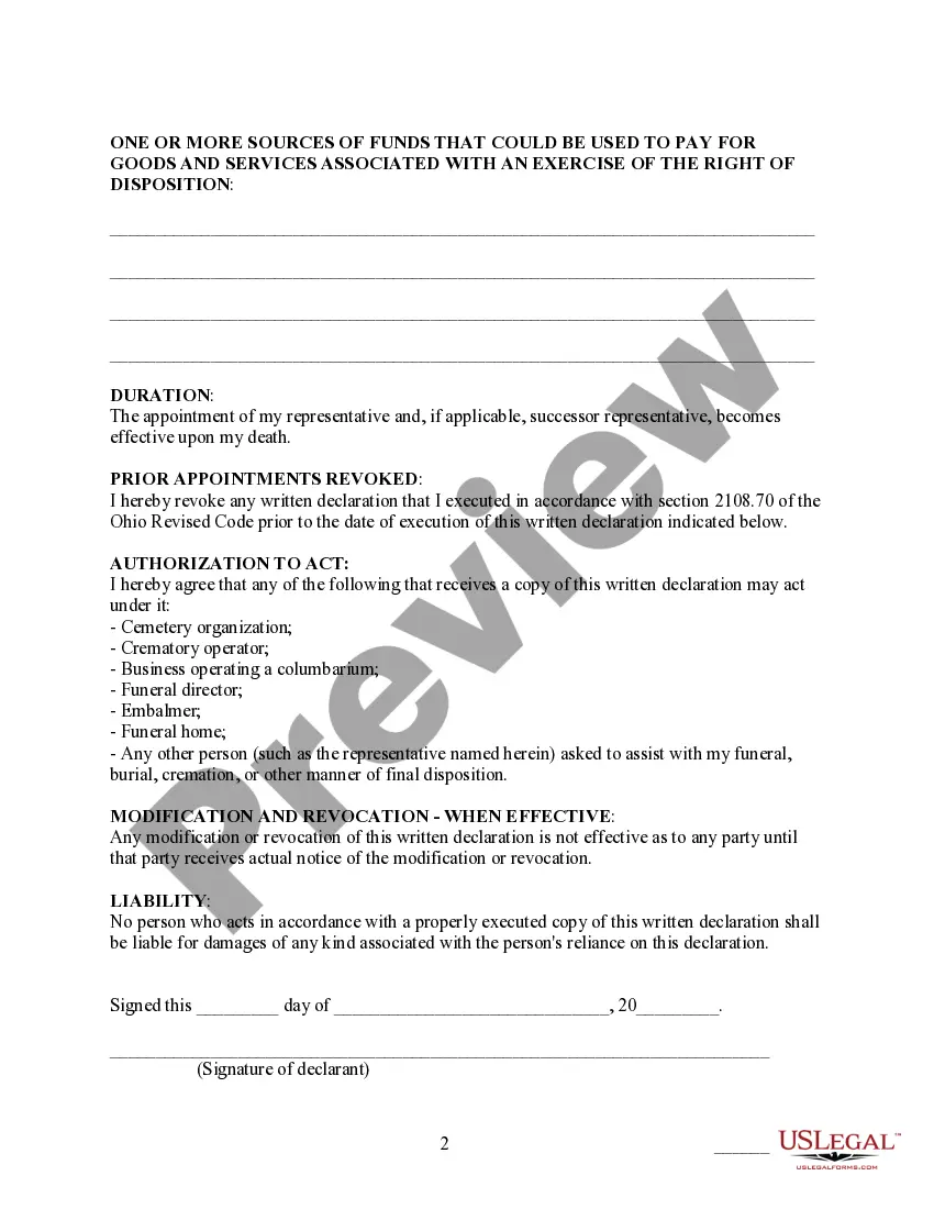 Get Appointment Of Representative For Disposition Of Bodily Remains, Funeral Arrangements, And Burial Or Cremation Goods And Services Preview Appointment Of Representative For Disposition Of Bodily Remains, Funeral Arrangements, And Burial Or Cremation Goods And Services