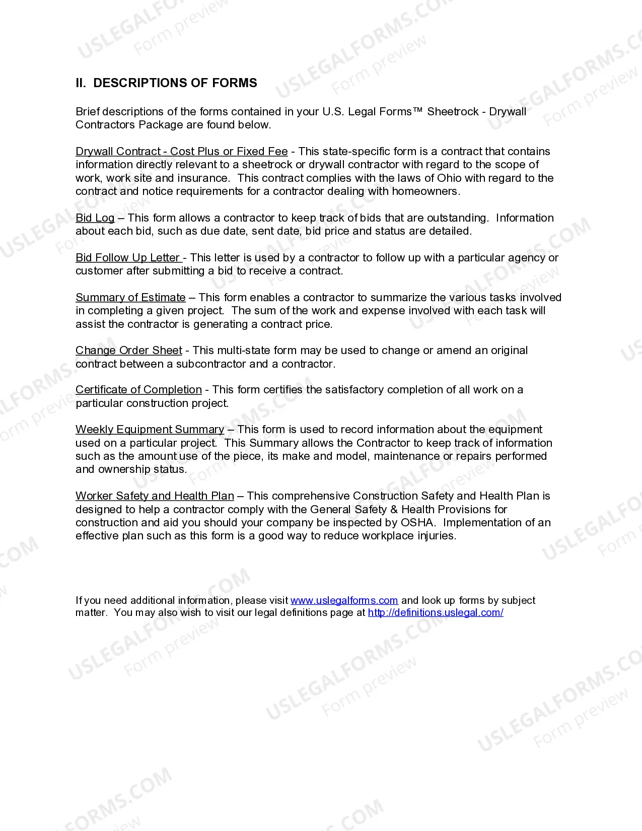 Preview Ohio Sheetrock Drywall Contractor Package