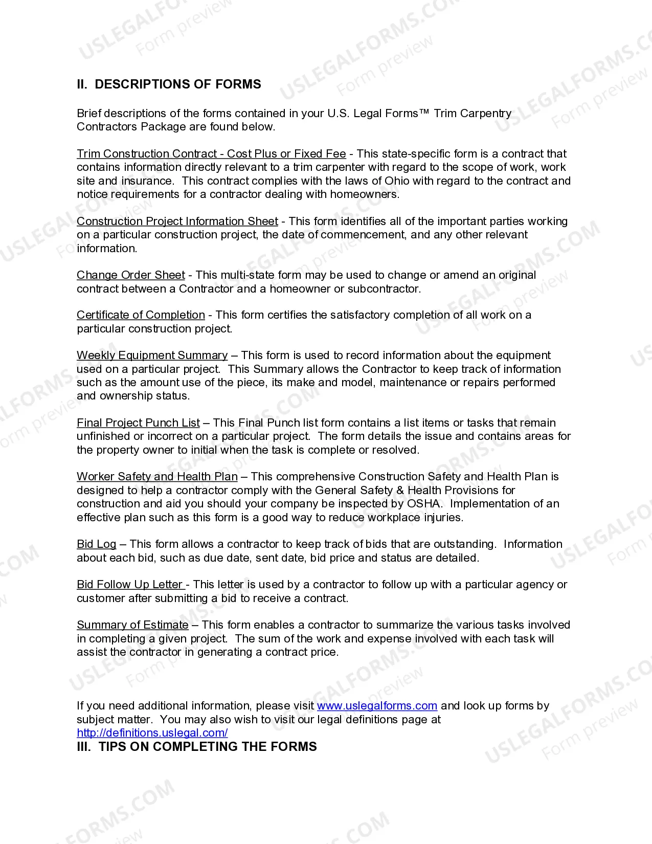 Preview Ohio Trim Carpentry Contractor Package