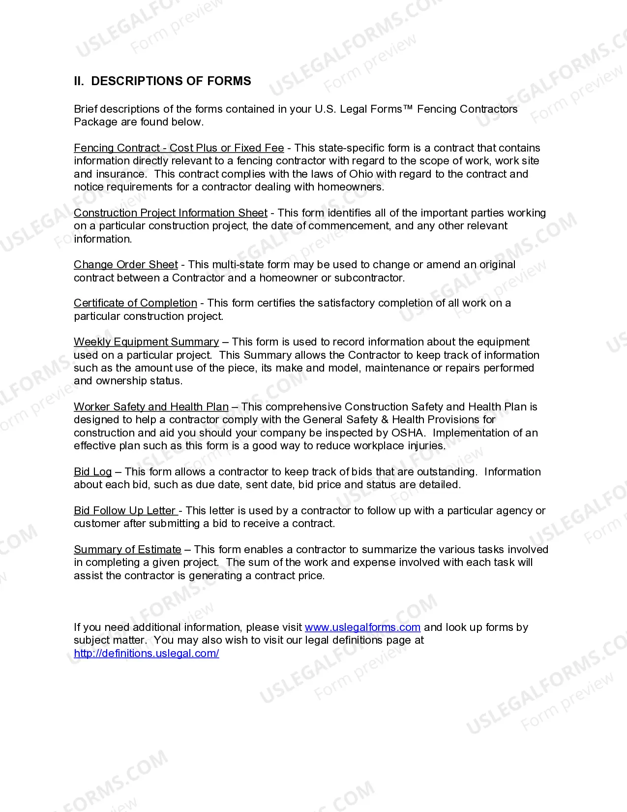 Preview Ohio Fencing Contractor Package