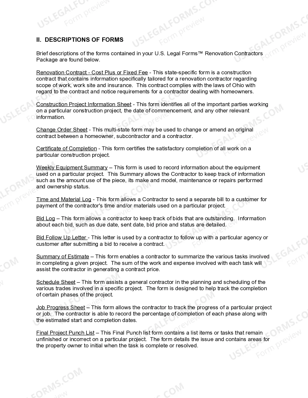 Preview Ohio Renovation Contractor Package