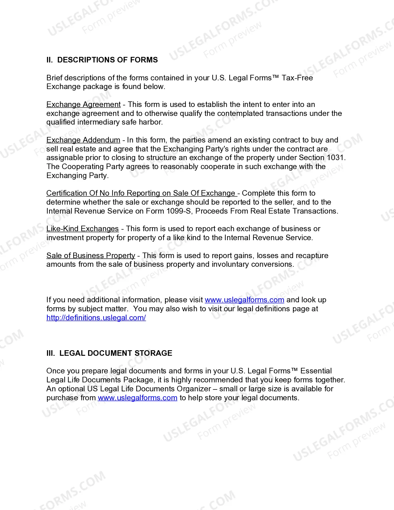 Preview Ohio Tax Free Exchange Package