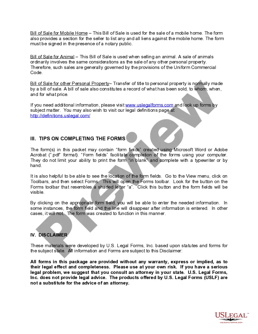 Preview Ohio Bill of Sale Package