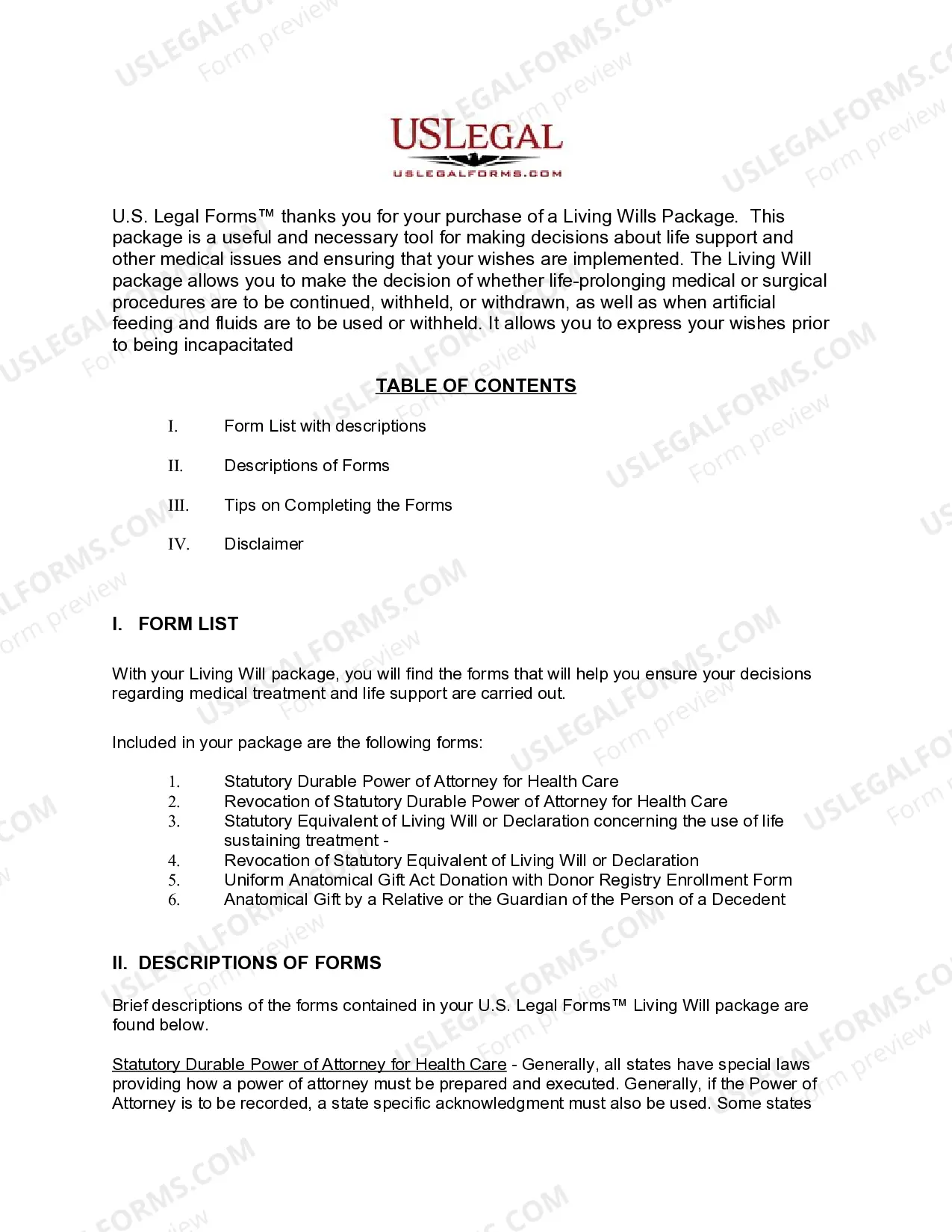 Preview Ohio Living Wills and Health Care Package