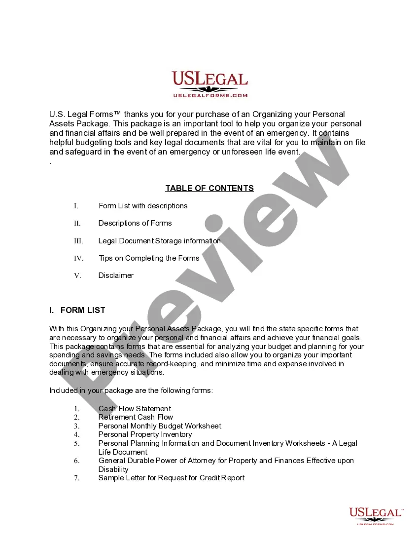 Preview Ohio Organizing your Personal Assets Package