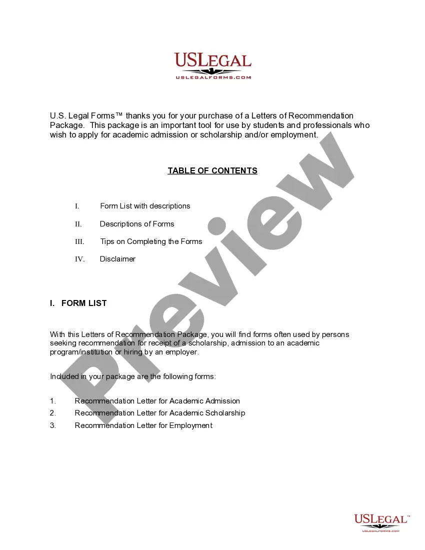 Preview Ohio Letters of Recommendation Package