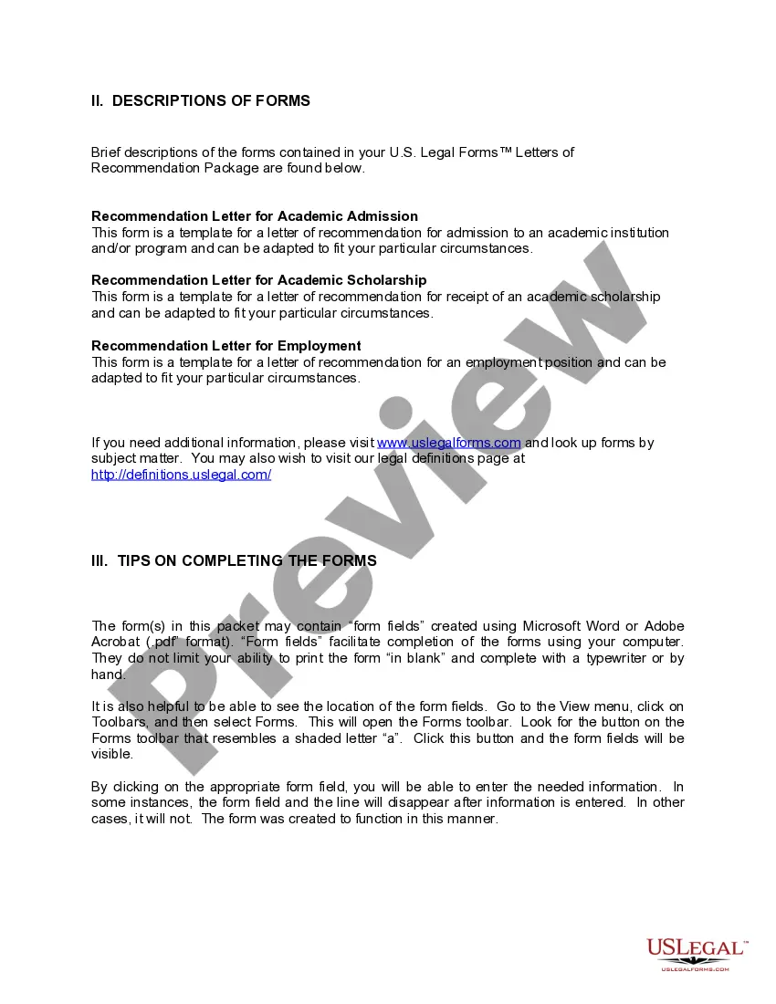 Preview Ohio Letters of Recommendation Package