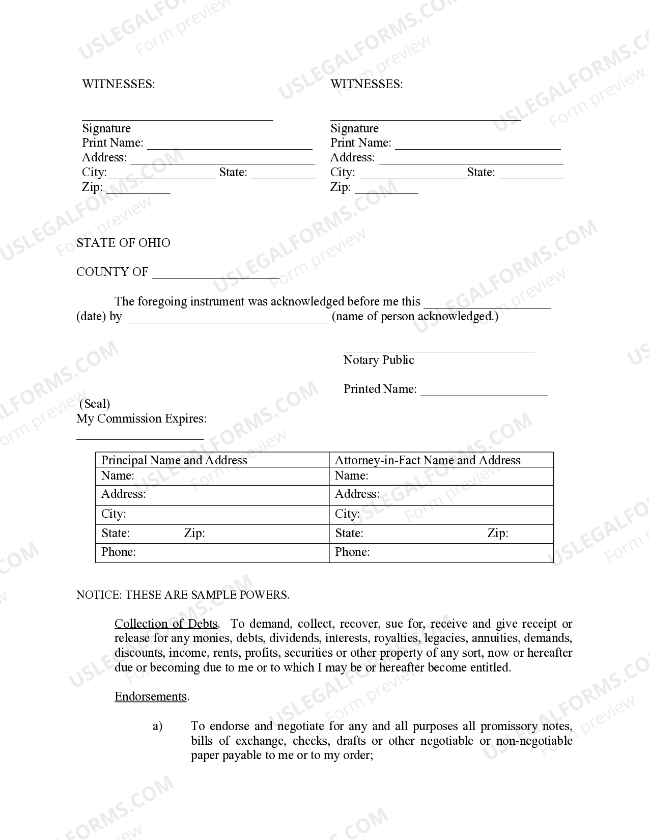 Ohio Poa Form Bmv US Legal Forms