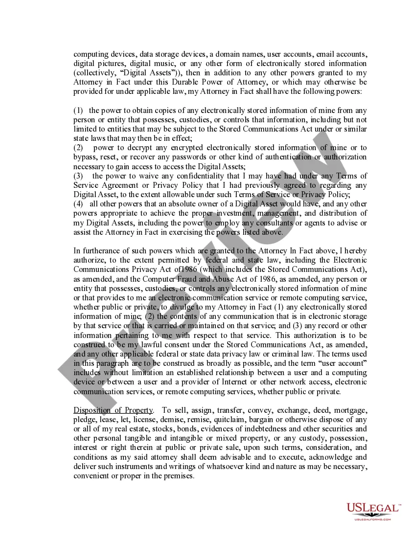 Preview Limited Power of Attorney where you Specify Powers with Sample Powers Included