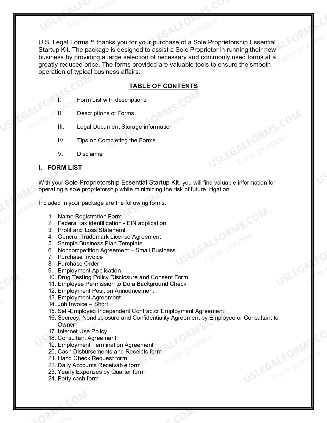 Preview Ohio Sole Proprietorship Essential Startup Kit