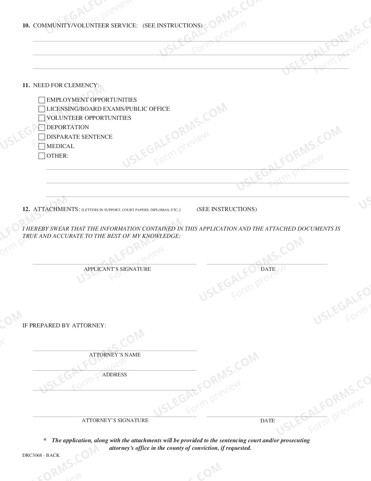 Preview Application for Executive Clemency
