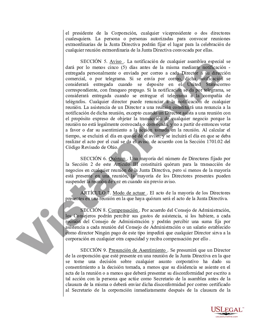 Preview Modelo de estatutos para una corporación profesional de Ohio, también conocida como asociación profesional