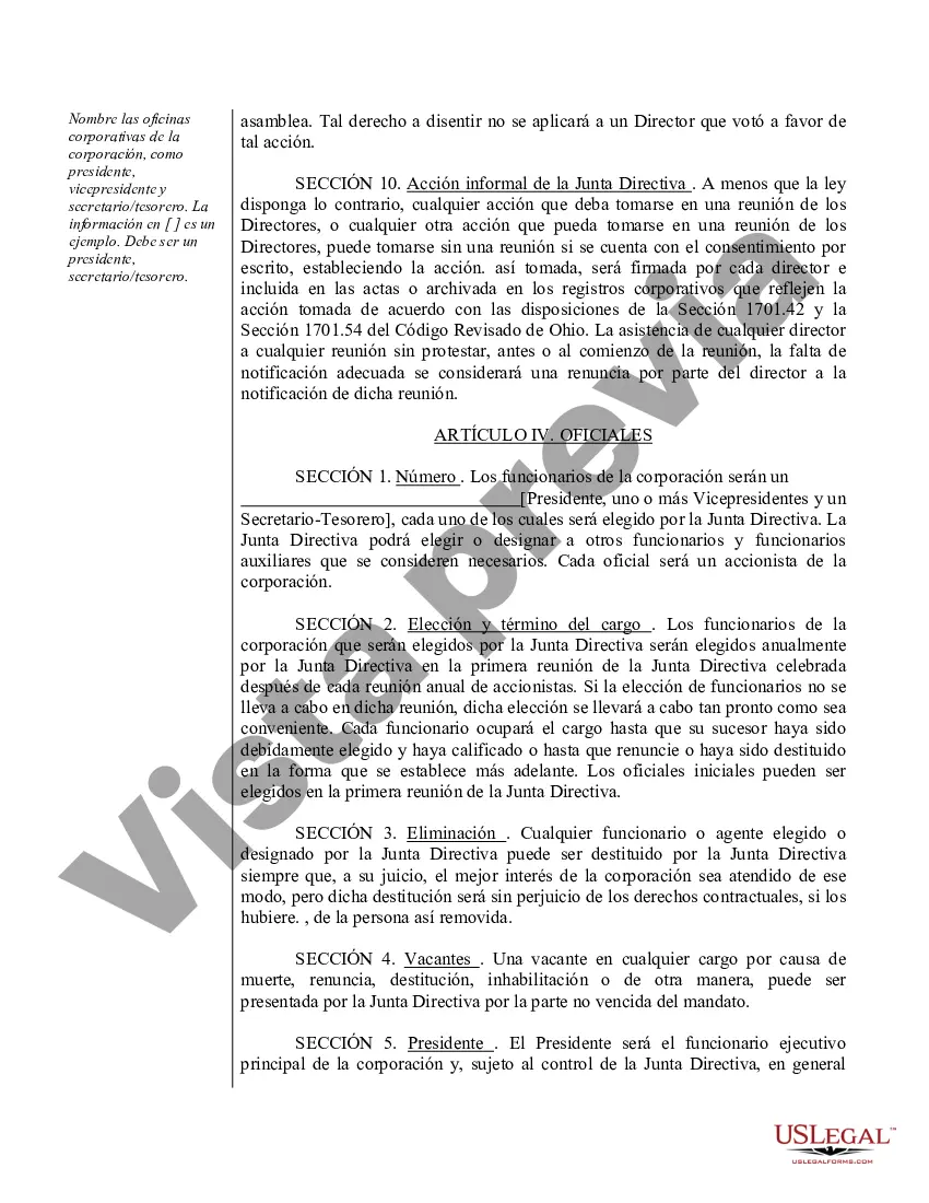 Preview Modelo de estatutos para una corporación profesional de Ohio, también conocida como asociación profesional