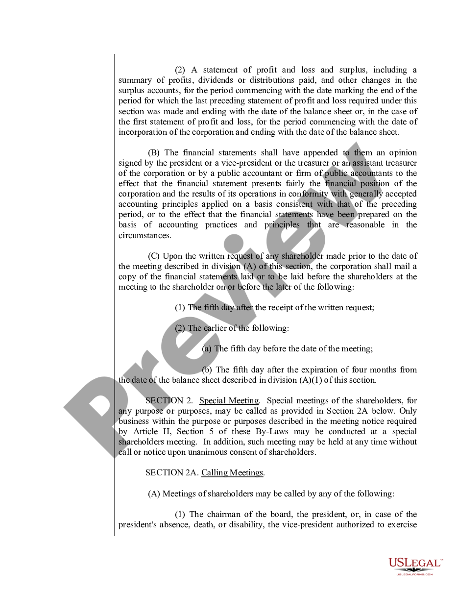 page 2 Sample Bylaws for an Ohio Professional Corporation aka Professional Association preview