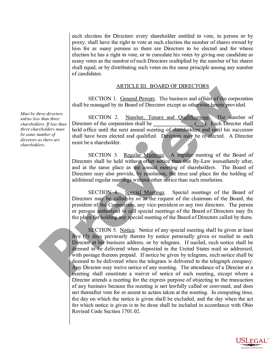 page 6 Sample Bylaws for an Ohio Professional Corporation aka Professional Association preview