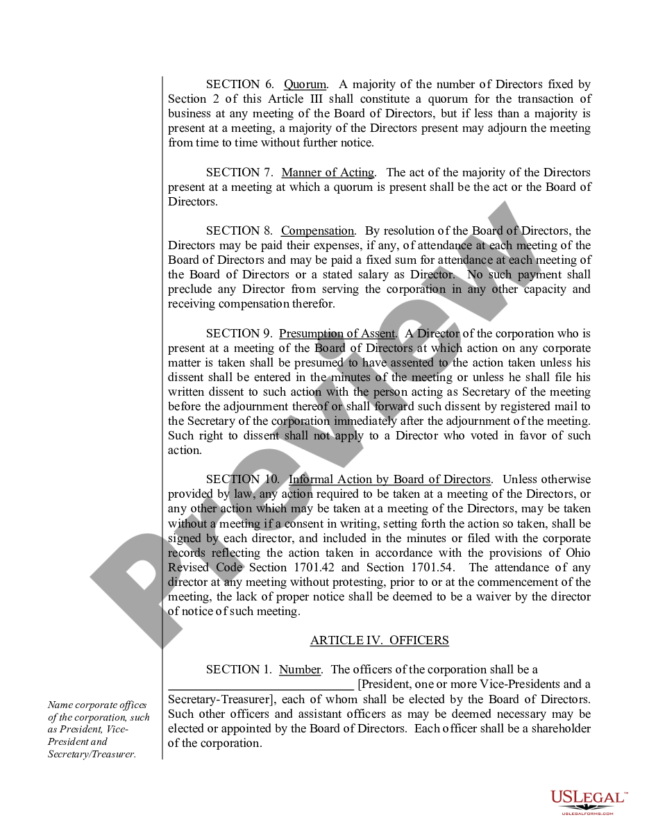 page 7 Sample Bylaws for an Ohio Professional Corporation aka Professional Association preview