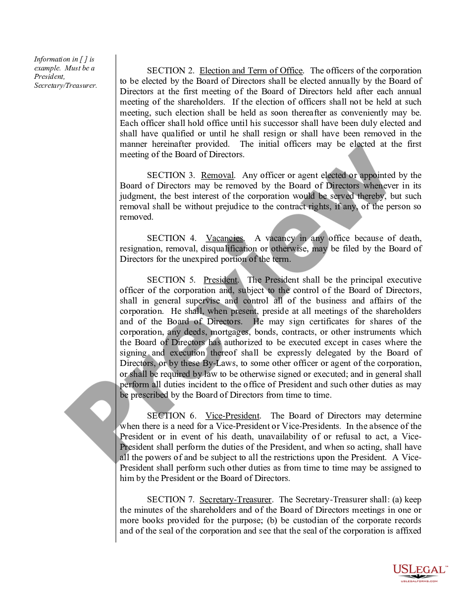 page 8 Sample Bylaws for an Ohio Professional Corporation aka Professional Association preview