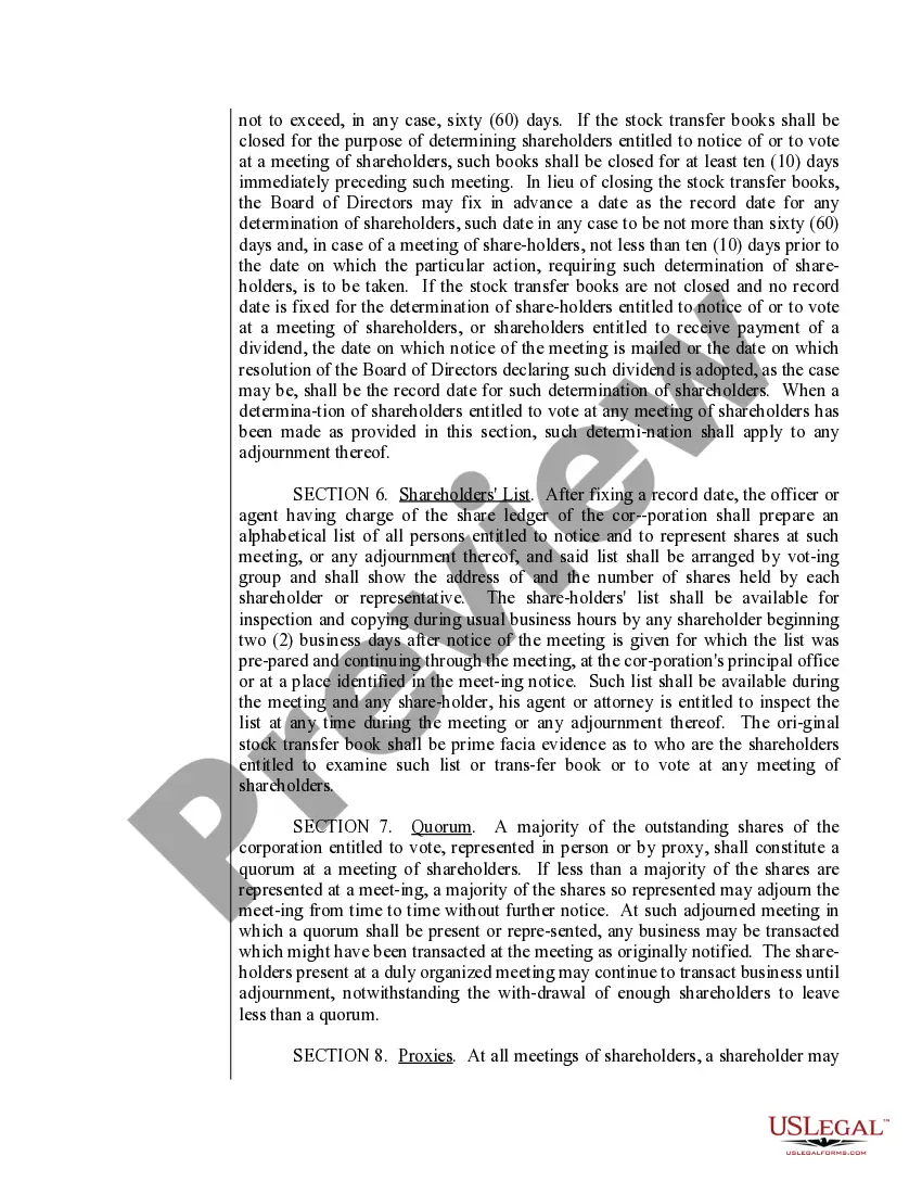 Preview Sample Bylaws for an Ohio Professional Corporation aka Professional Association