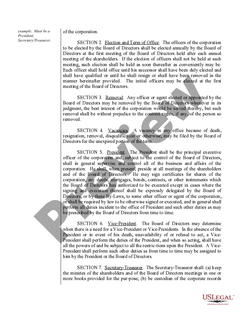 Preview Sample Bylaws for an Ohio Professional Corporation aka Professional Association