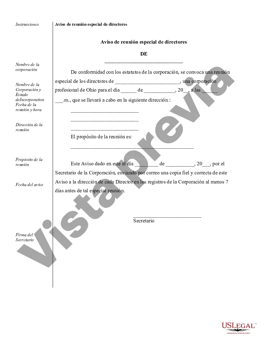Preview Ejemplos de registros corporativos para una corporación profesional de Ohio, también conocida como asociación profesional