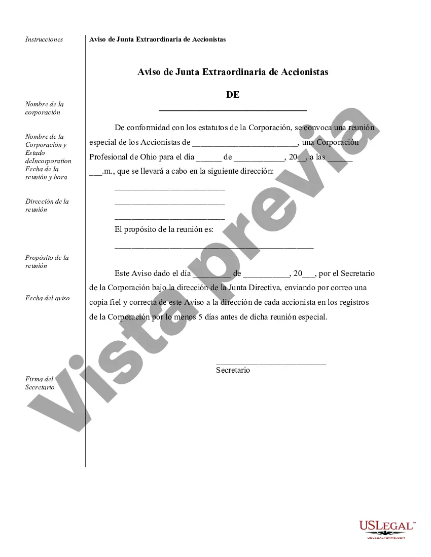 Preview Ejemplos de registros corporativos para una corporación profesional de Ohio, también conocida como asociación profesional