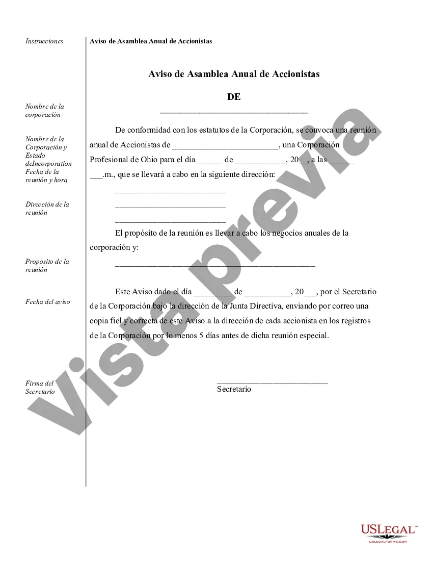 Preview Ejemplos de registros corporativos para una corporación profesional de Ohio, también conocida como asociación profesional