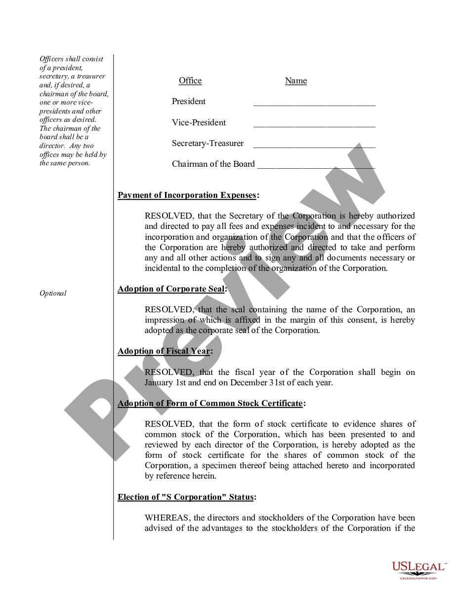 page 4 Organizational Minutes for an Ohio Professional Corporation aka Professional Association preview