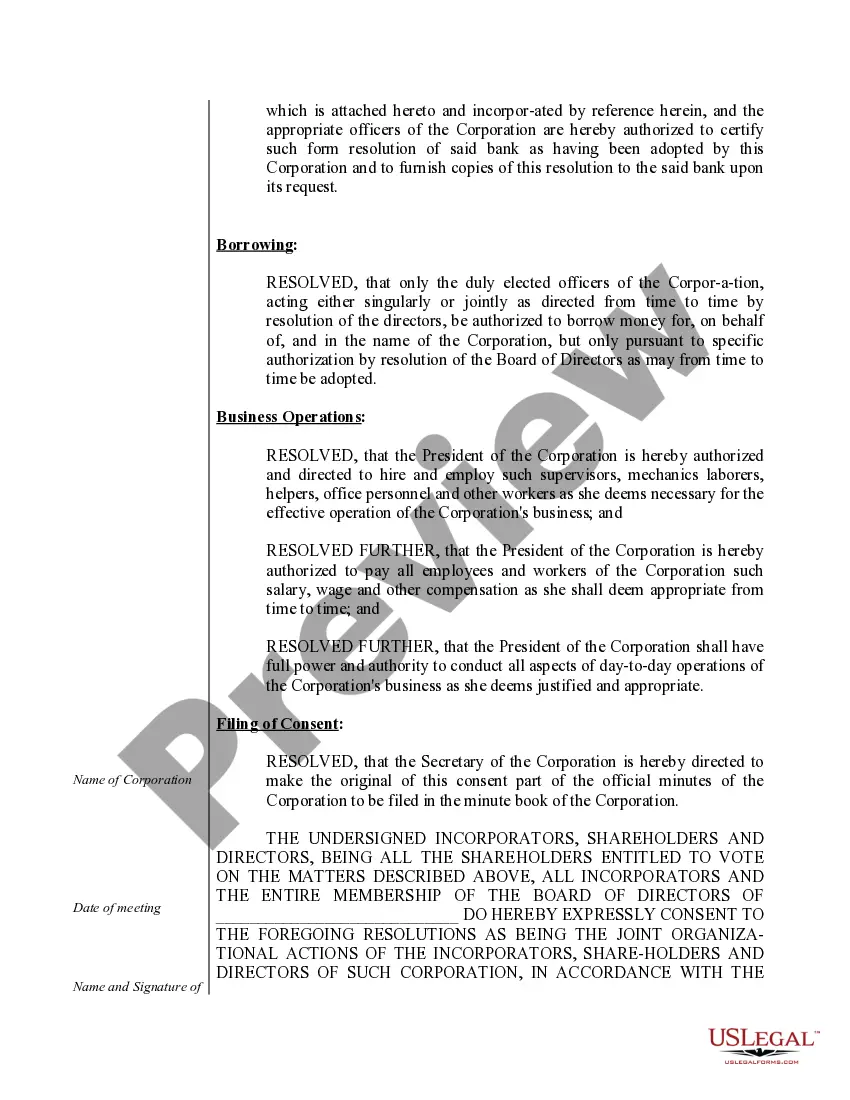 Preview Organizational Minutes for an Ohio Professional Corporation aka Professional Association