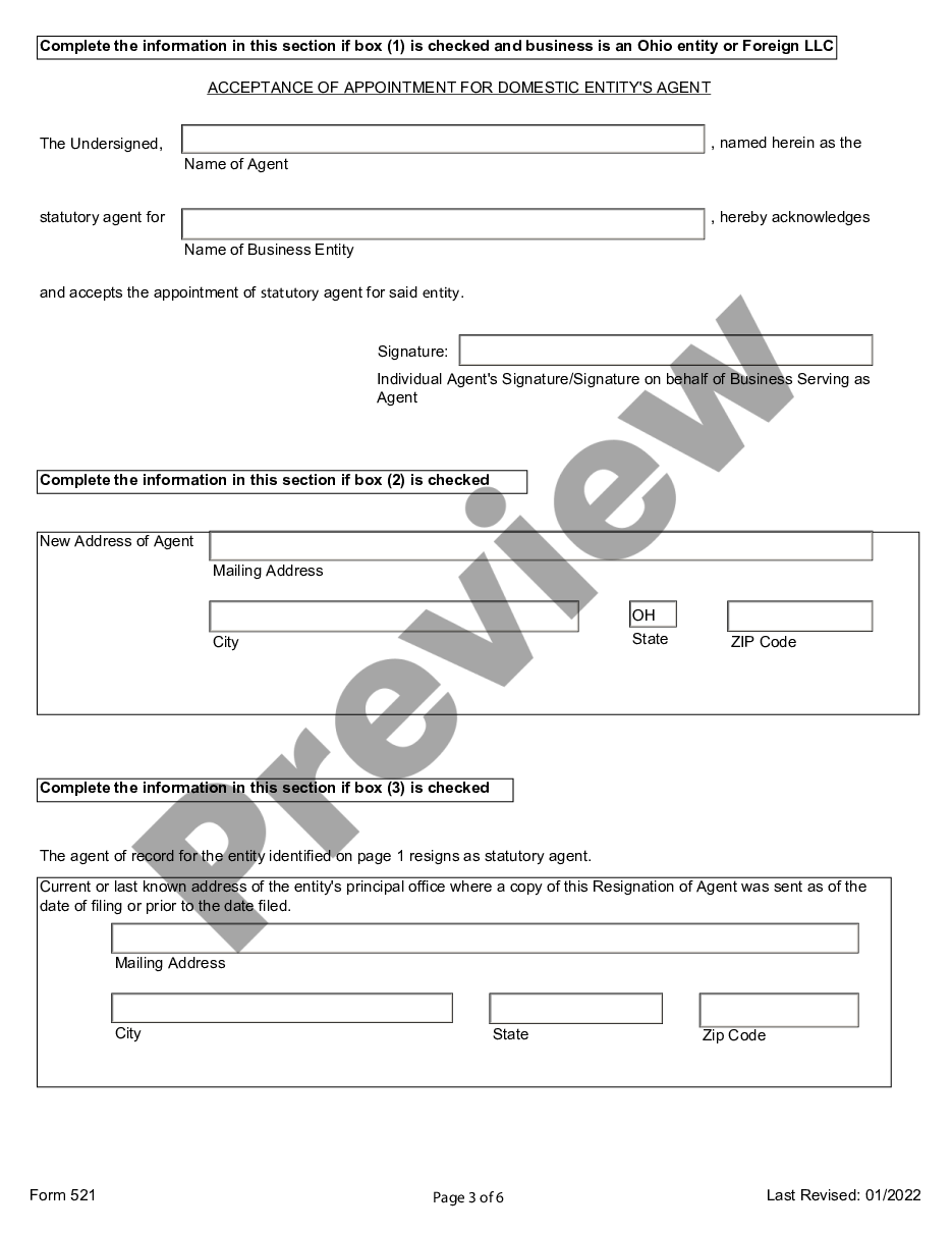 page 2 Ohio Change of Registered Agent preview