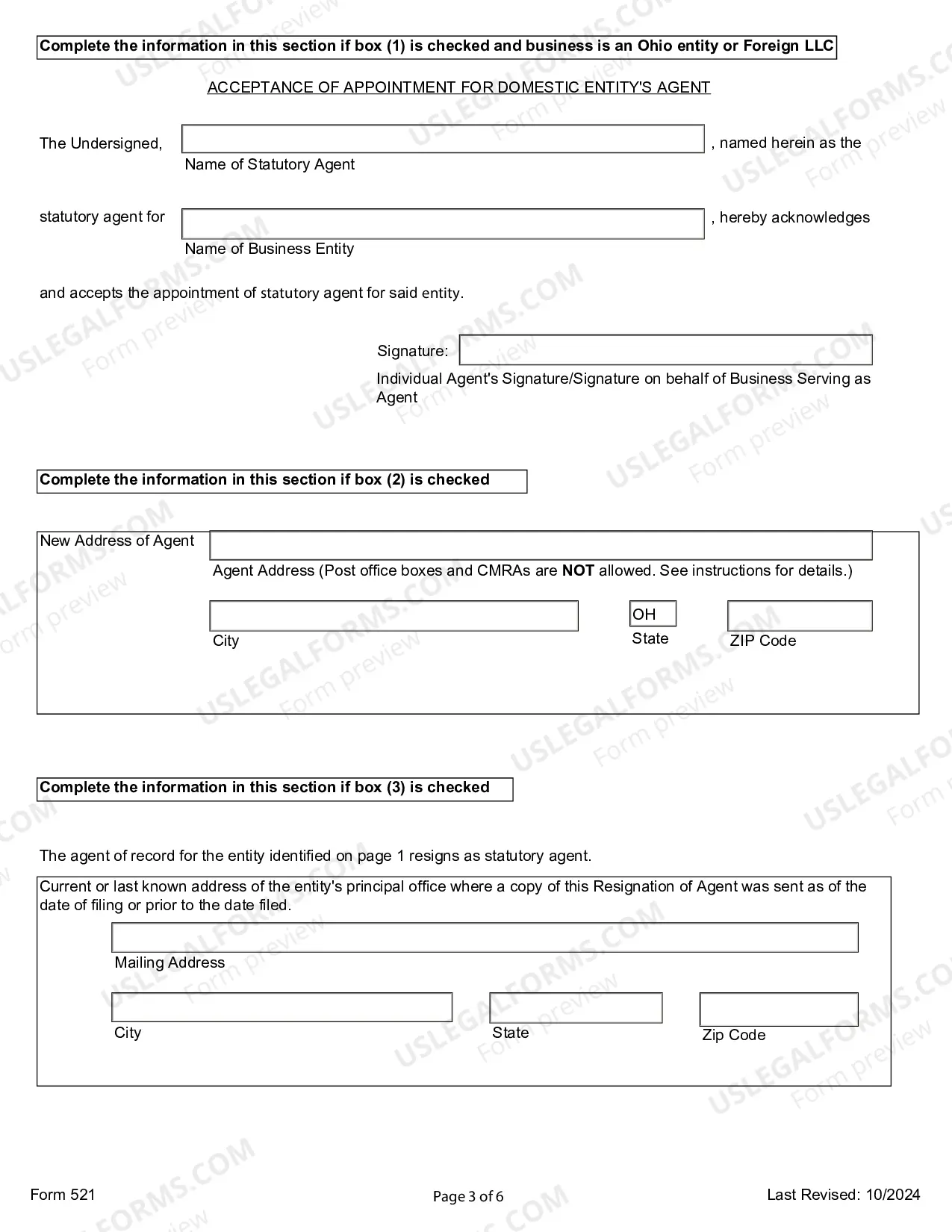 Preview Ohio Change of Registered Agent