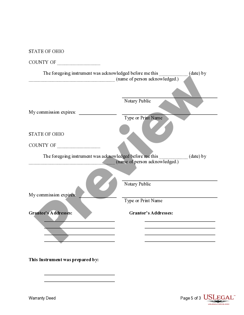 Ohio Warranty Deed for Parents to Child with Reservation of Life Estate