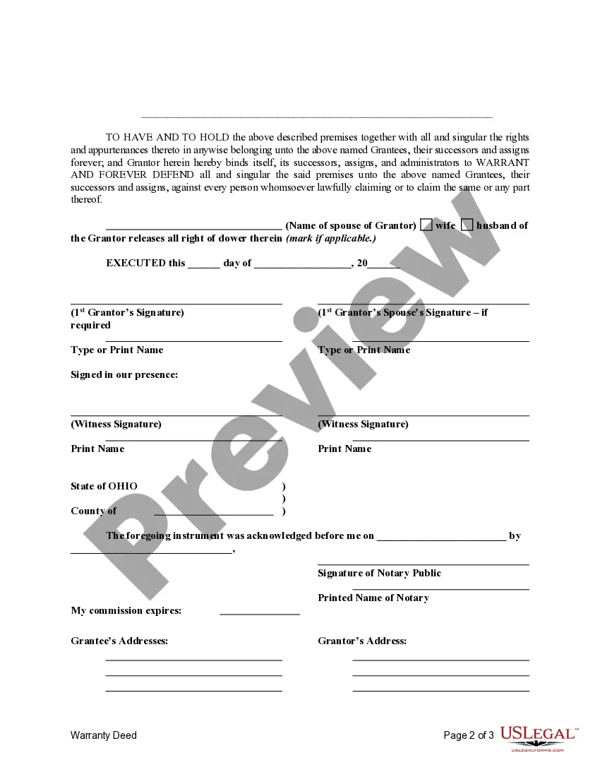 Preview Warranty Deed for Separate or Joint Property to Joint Tenancy