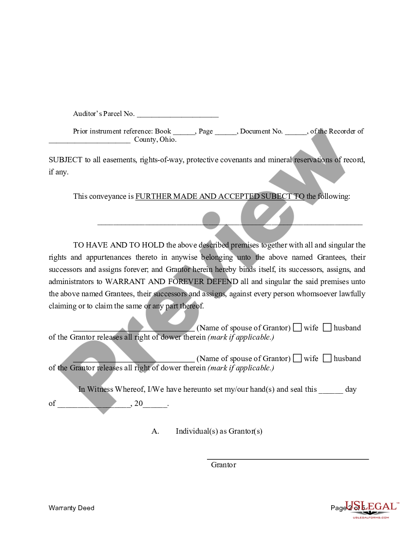 Ohio Grant Deed Form | US Legal Forms