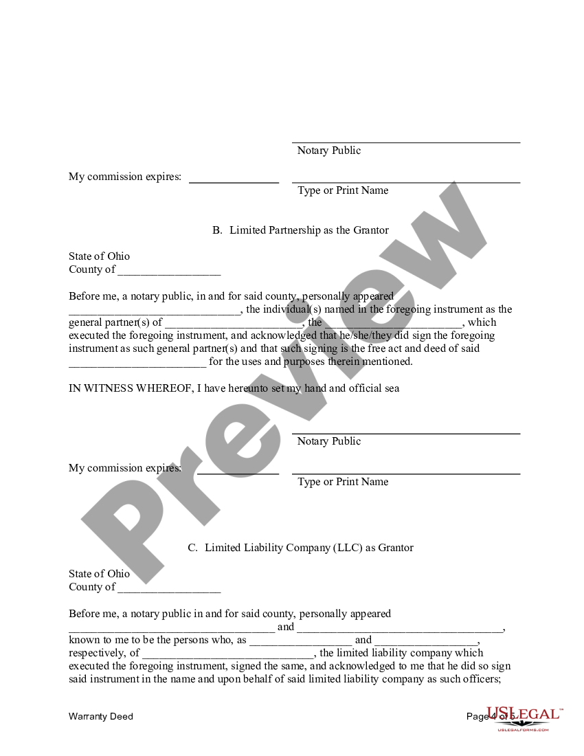 Ohio Grant Deed Form | US Legal Forms