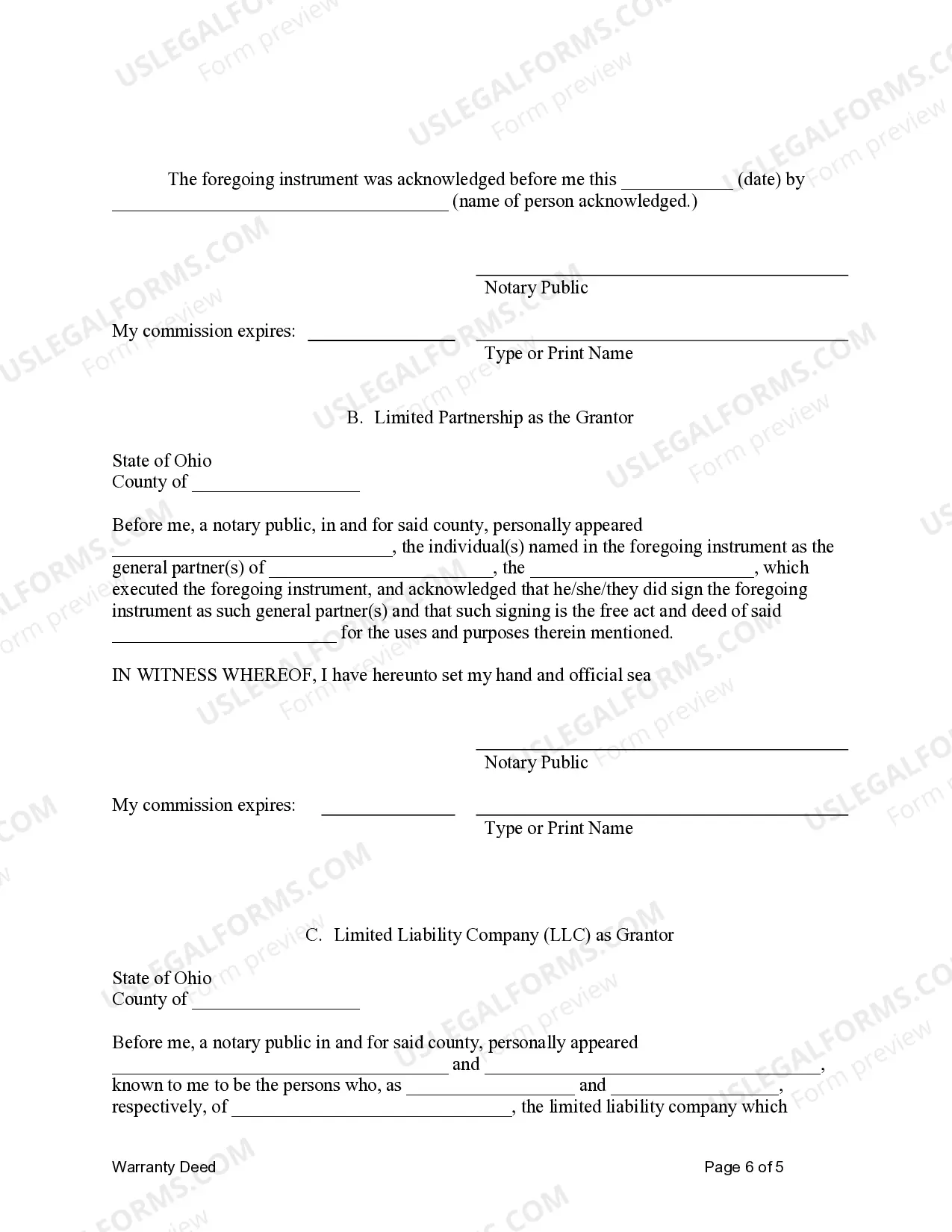 Preview Warranty Deed from Limited Partnership or LLC is the Grantor, or Grantee