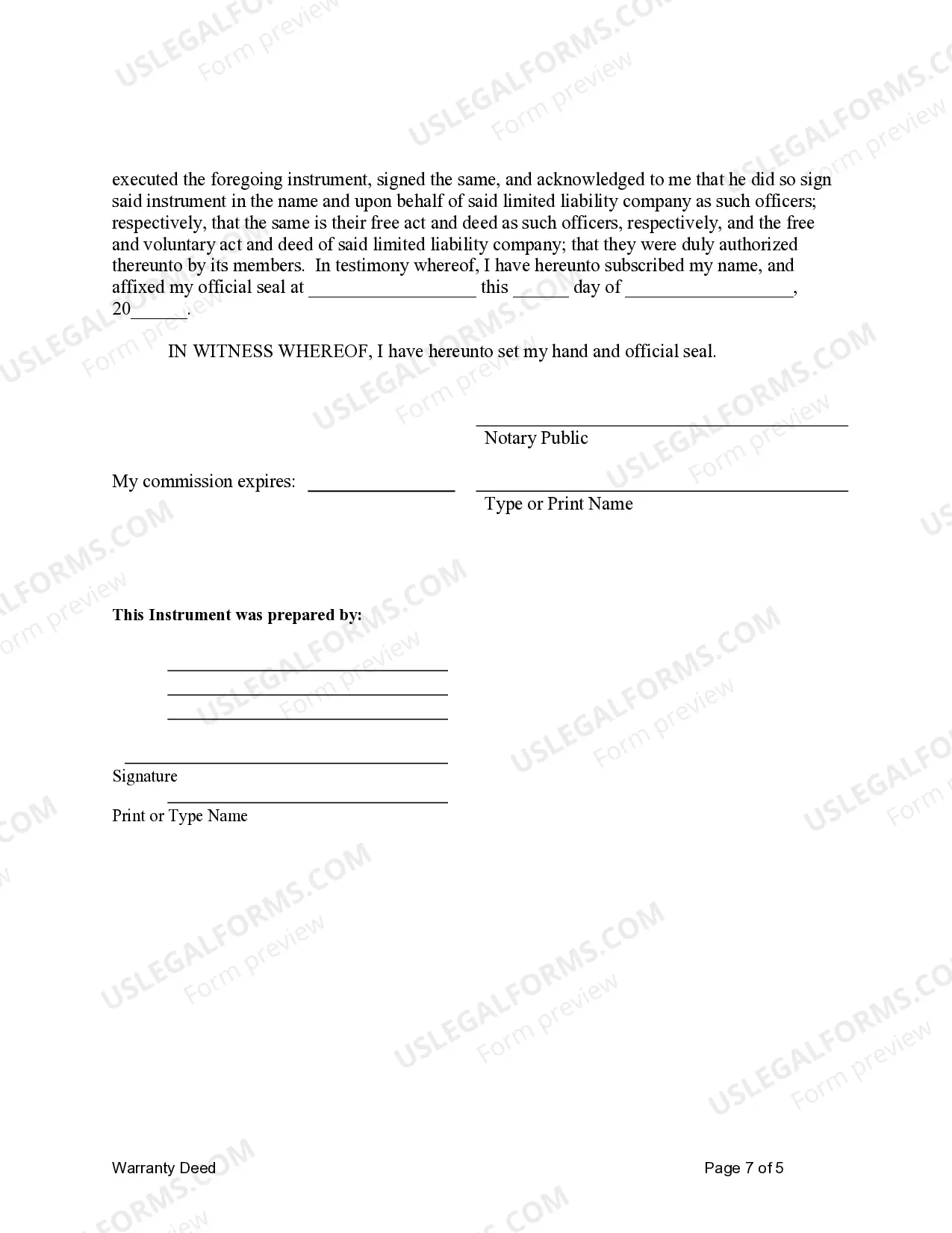 Preview Warranty Deed from Limited Partnership or LLC is the Grantor, or Grantee