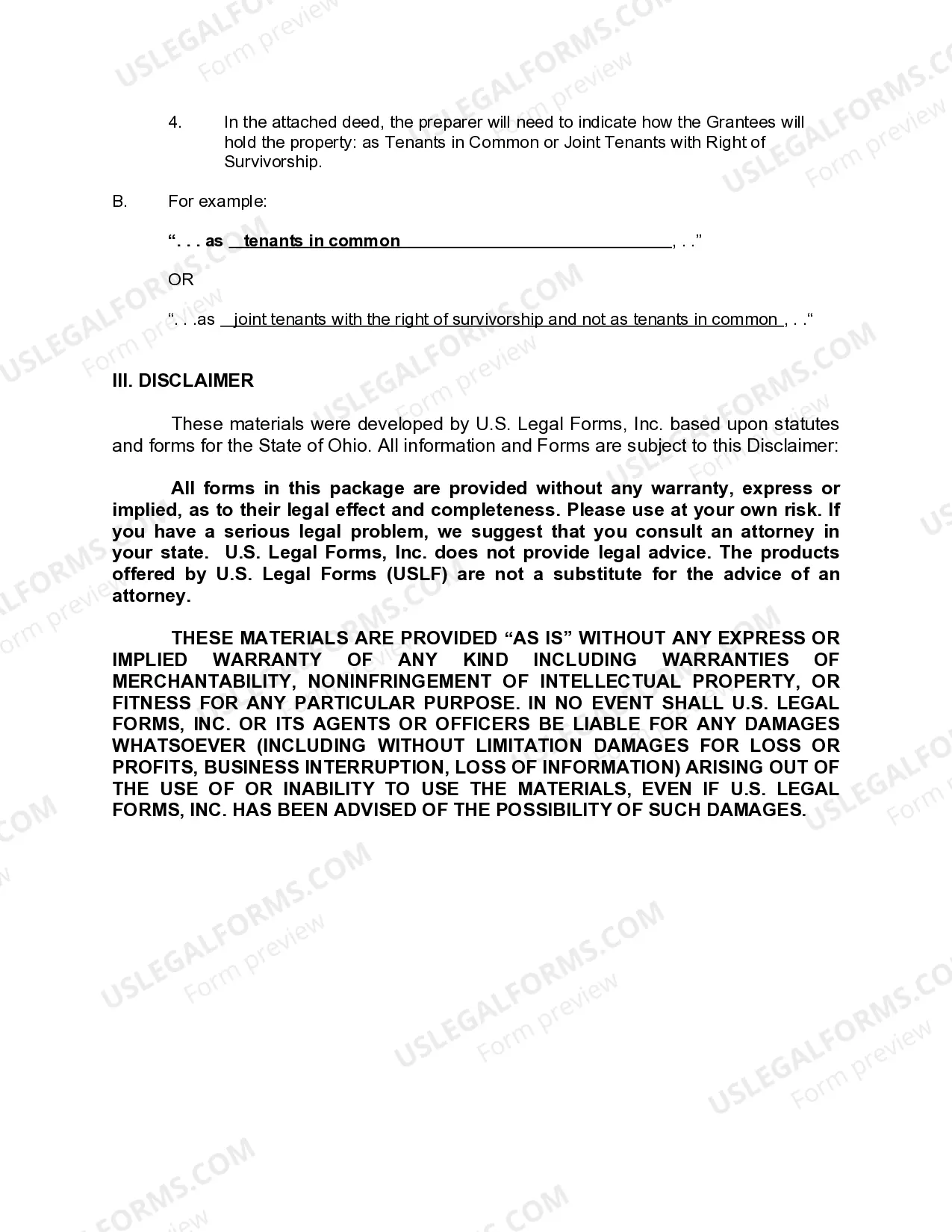 Preview Warranty Deed for Husband and Wife to Three Individuals as Joint Tenants