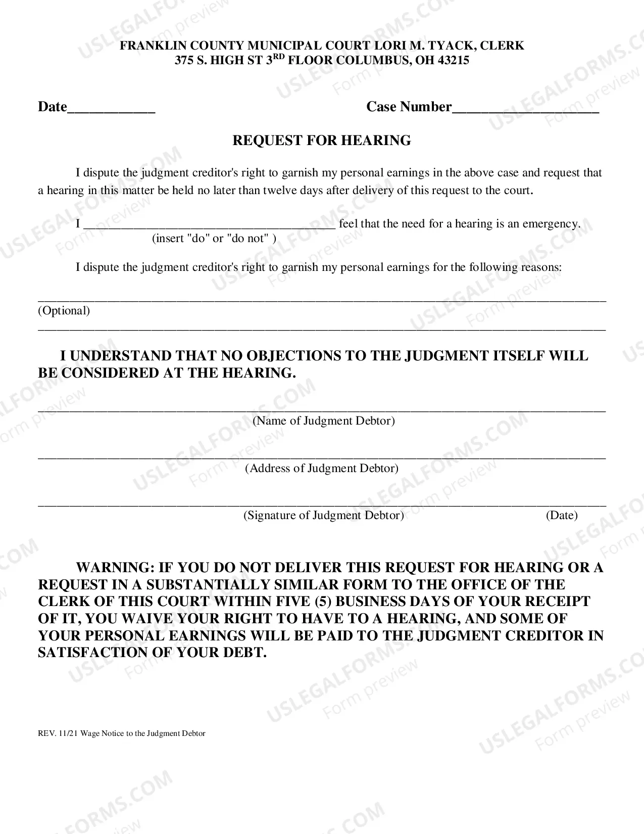 Preview Notice To Judgment Debtor