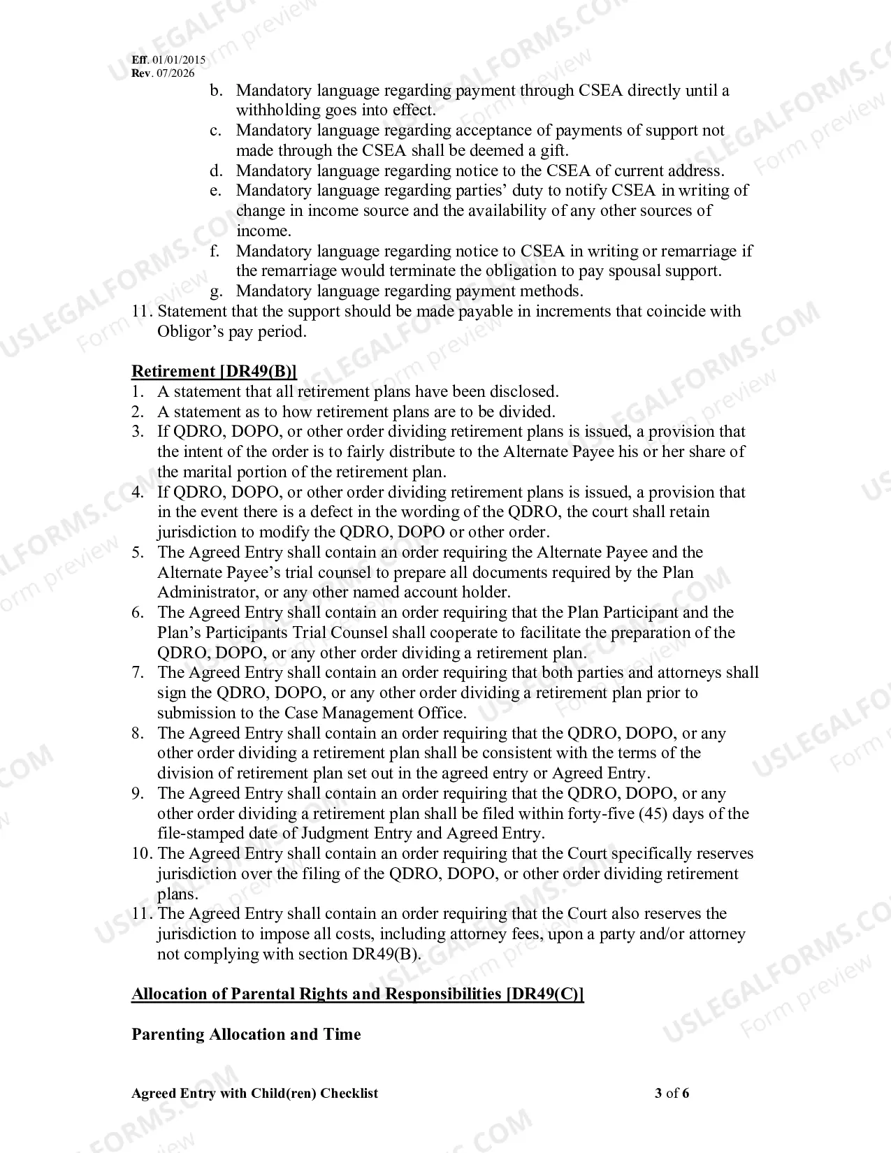 Preview Compliance Checklist For Agreed Entries
