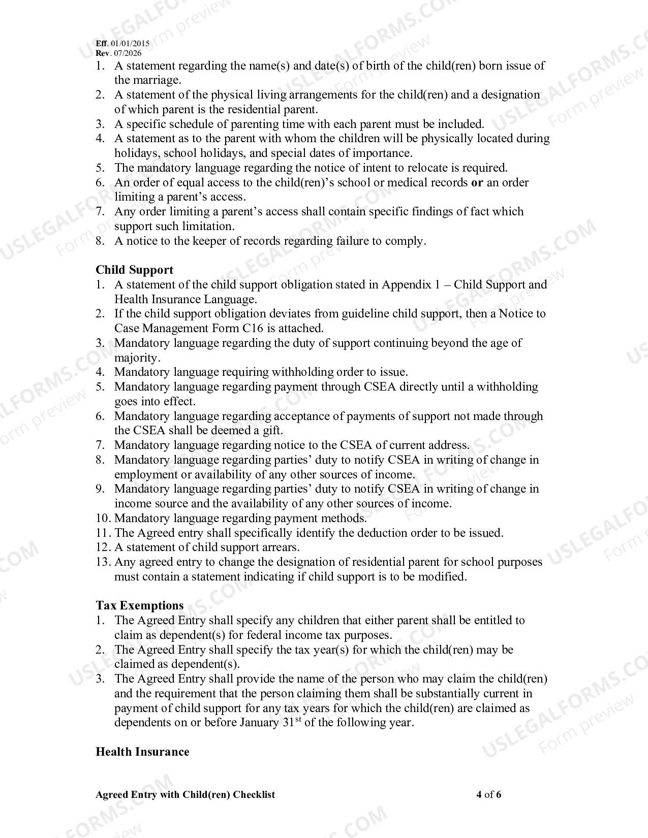 Preview Compliance Checklist For Agreed Entries